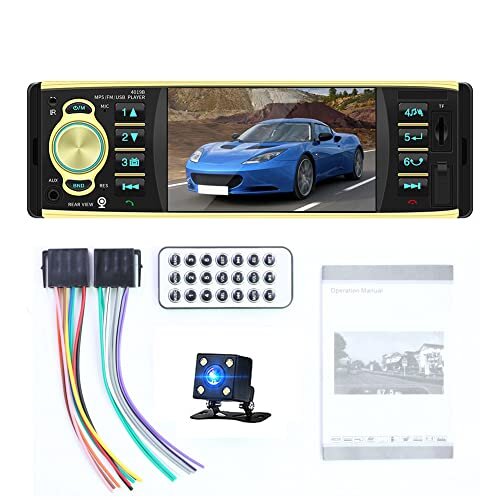 GOFORJUMP 4.1 inch 1 Din Car Radio USB AUX FM Station Bluetooth With Rear View Camera Remote Control Audio Stereo